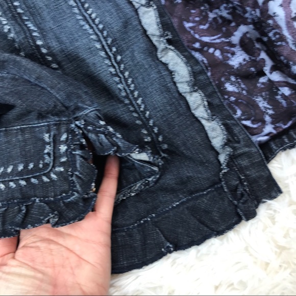 Elie Tahari Blue Cotton Distressed Jacket - Picture 5 of 8